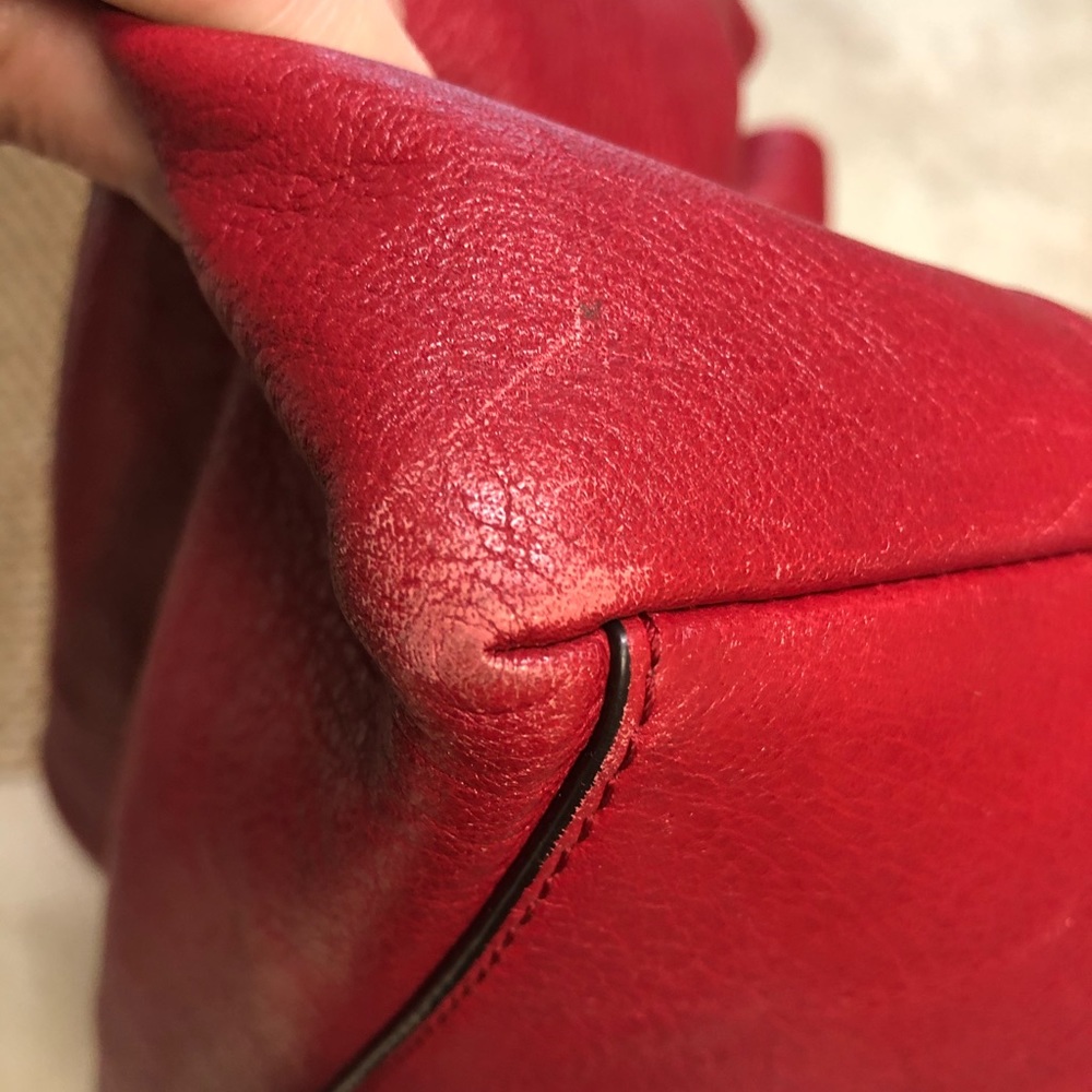 Red Coach Tote with Gold Hardware - Great Work Bag - Picture 9 of 10